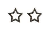 Star Shape Fashionable Black 925 Sterling Silver Earrings studded with CZ